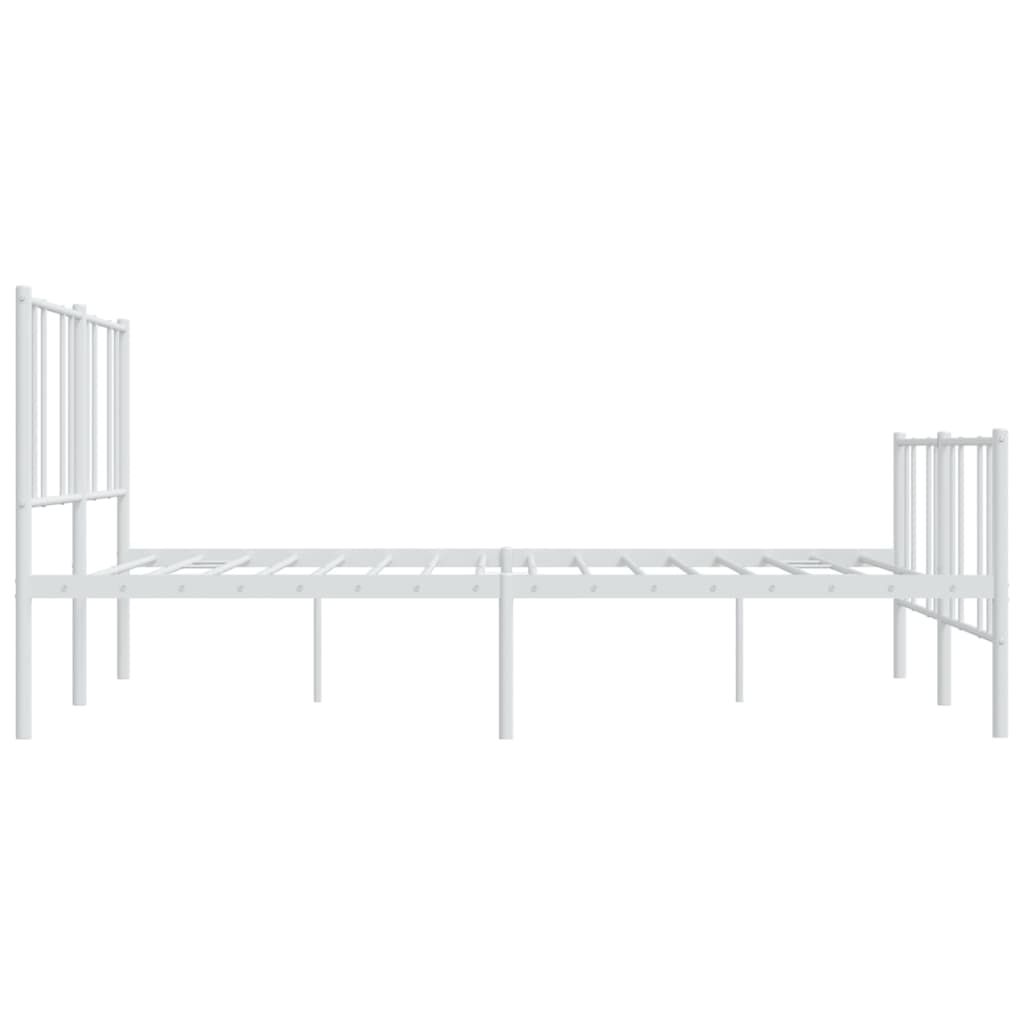 Metal Bed Frame with Headboard and Footboard White 183x203 cm King Size