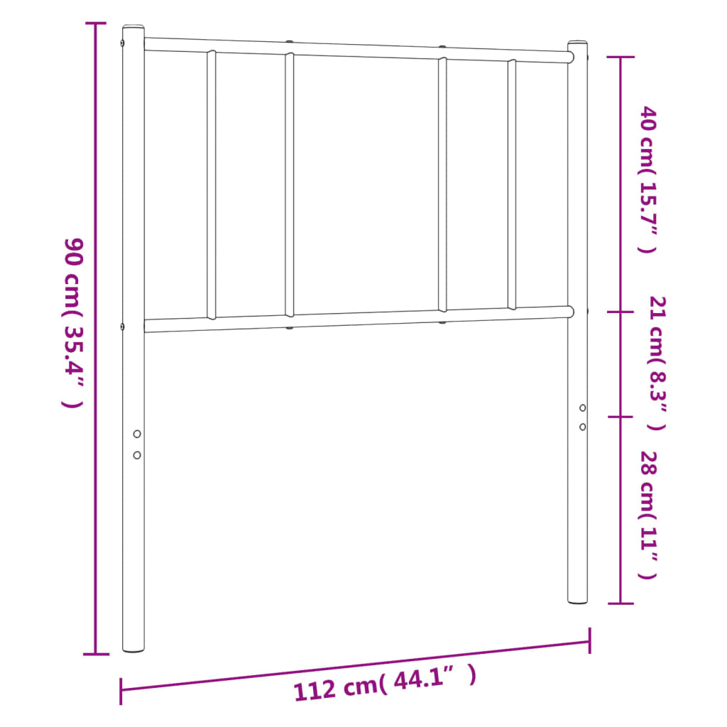 Metal Headboard White 107 cm