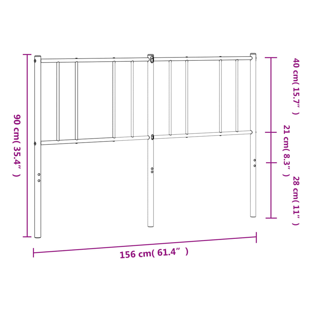 Metal Headboard White 152 cm