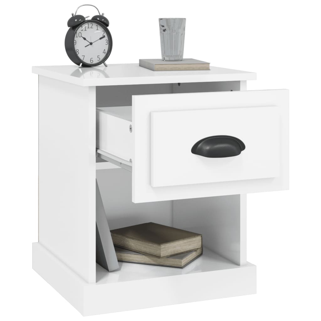 Bedside Cabinet High Gloss White 39x39x47.5 cm Engineered Wood