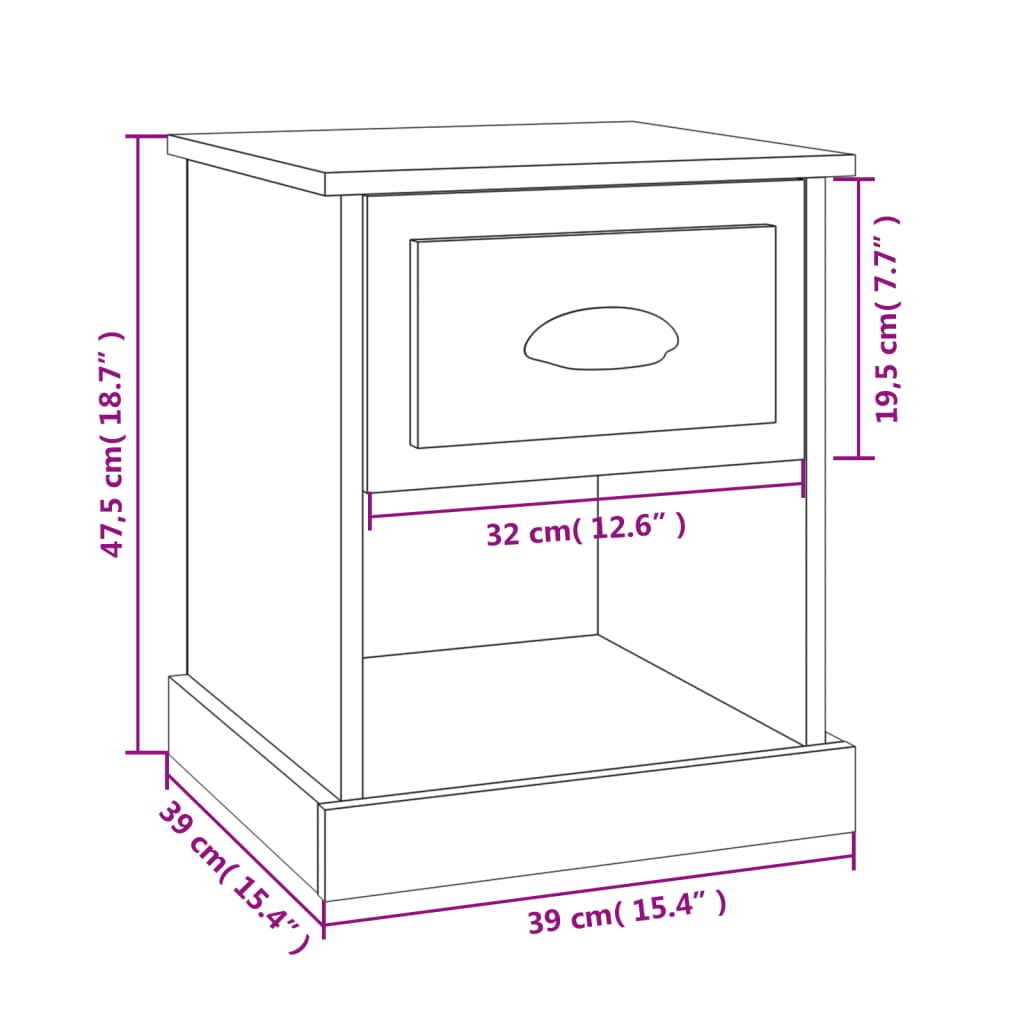 Bedside Cabinet High Gloss White 39x39x47.5 cm Engineered Wood