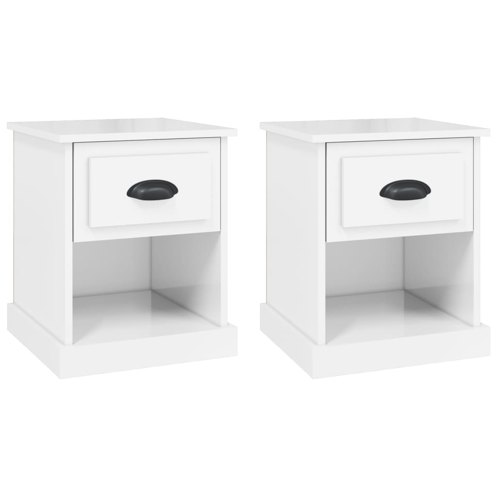 Bedside Cabinets 2 pcs High Gloss White 39x39x47.5 cm Engineered Wood