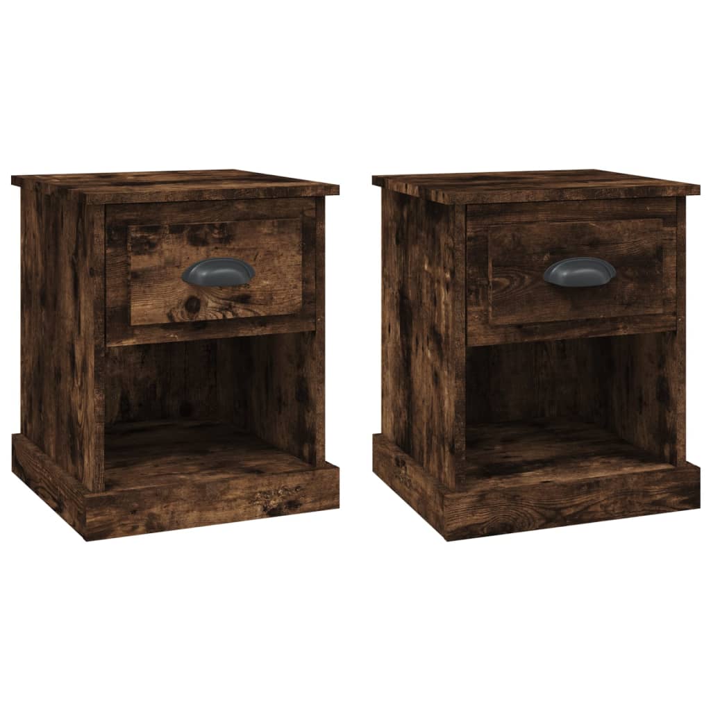 Bedside Cabinets 2 pcs Smoked Oak 39x39x47.5 cm Engineered Wood