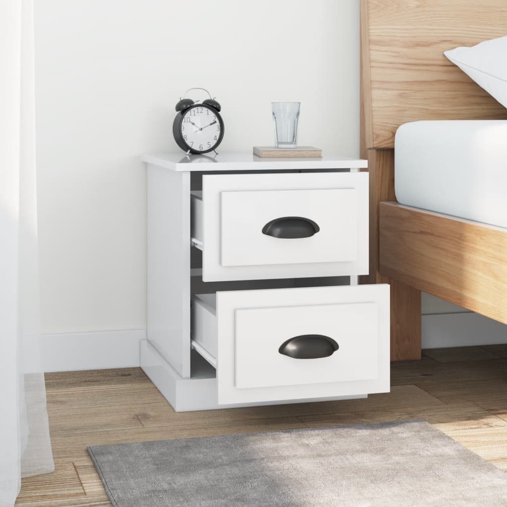 Bedside Cabinet High Gloss White 39x39x47.5 cm Engineered Wood