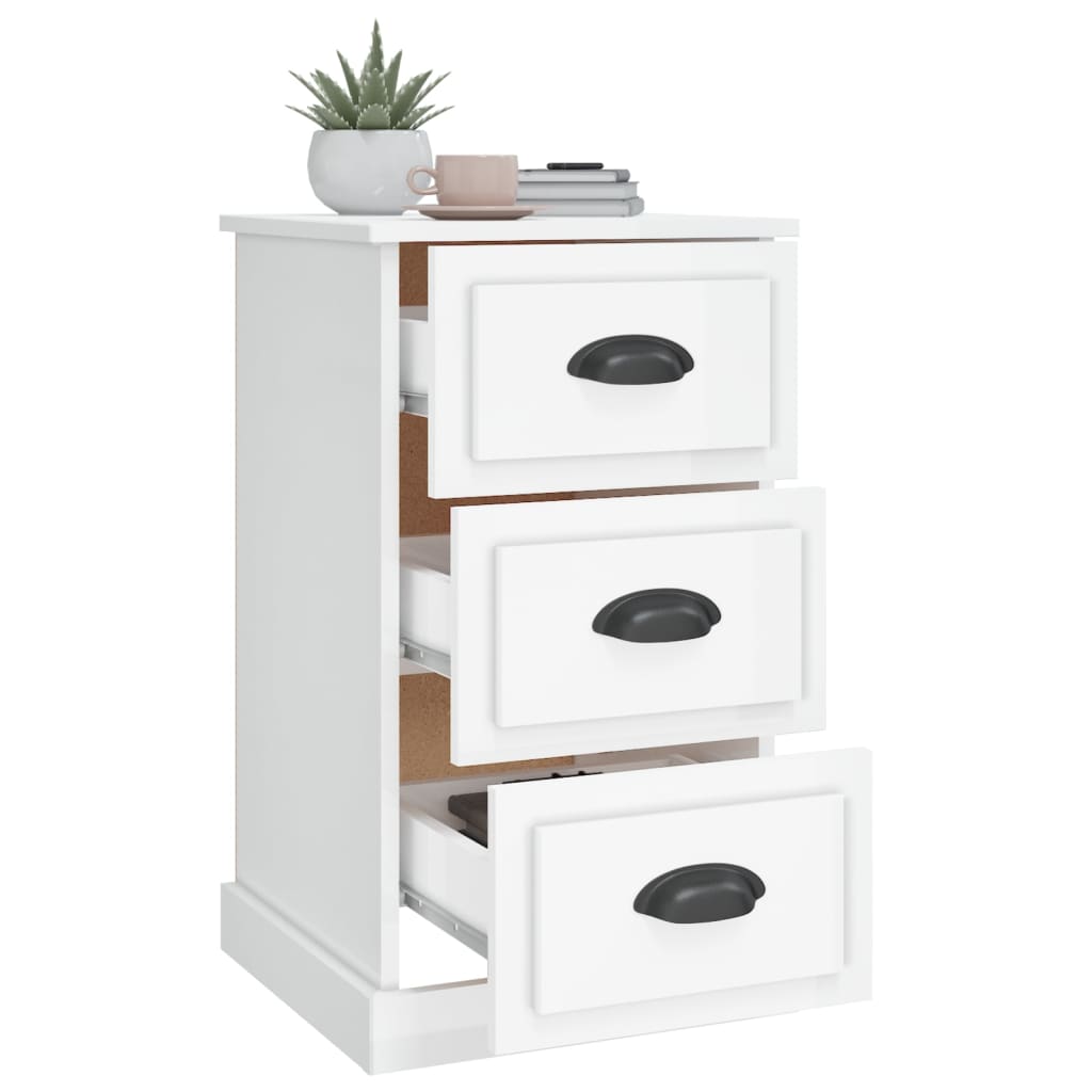 Bedside Cabinet High Gloss White 39x39x67 cm Engineered Wood