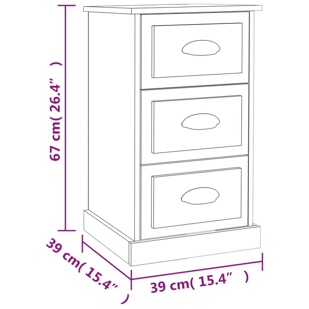 Bedside Cabinet Smoked Oak 39x39x67 cm Engineered Wood