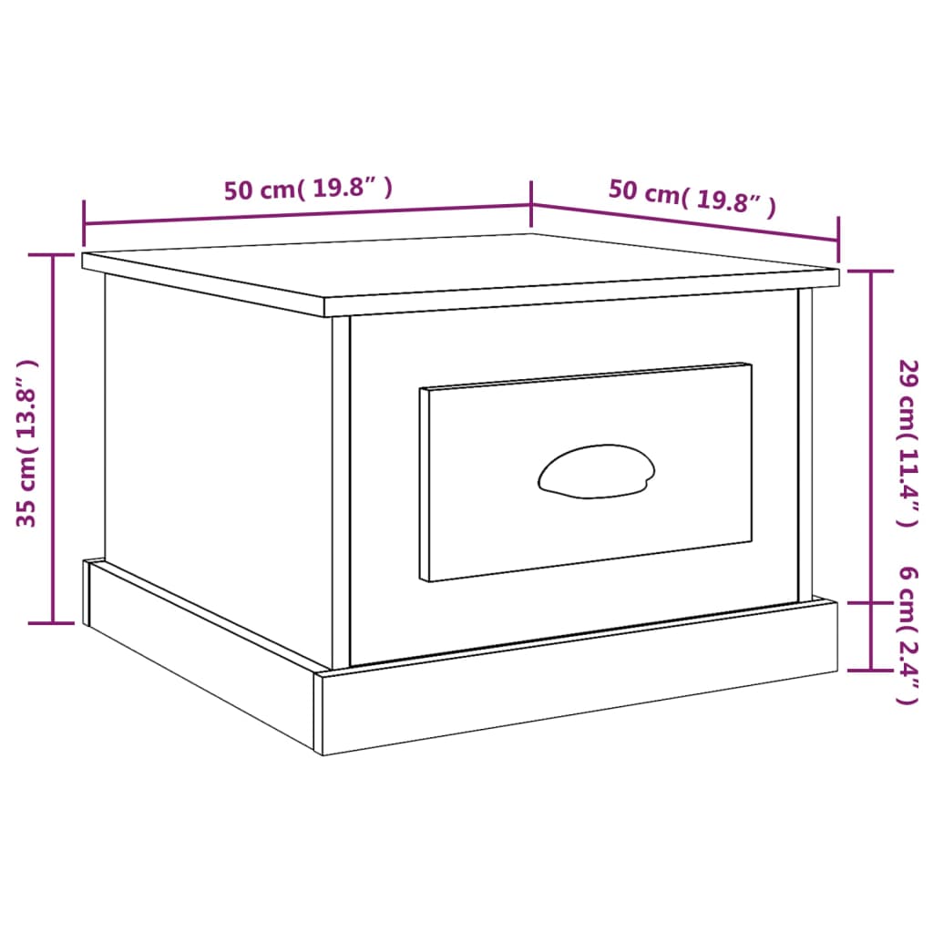 Coffee Table Black 50x50x35 cm Engineered Wood