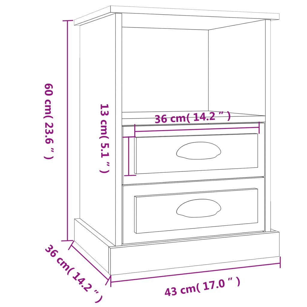 Bedside Cabinets 2 pcs Sonoma Oak 43x36x60 cm