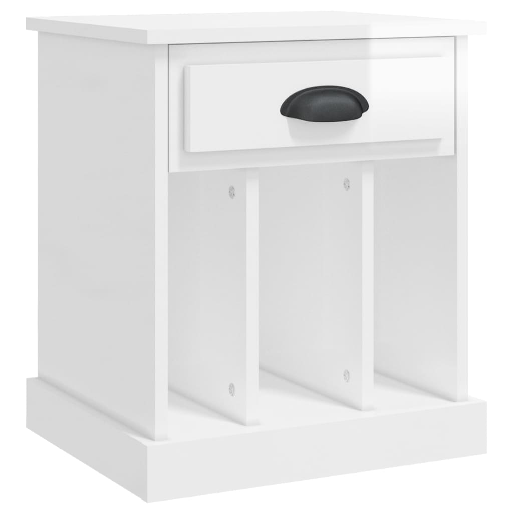 Bedside Cabinet High Gloss White 43x36x50 cm