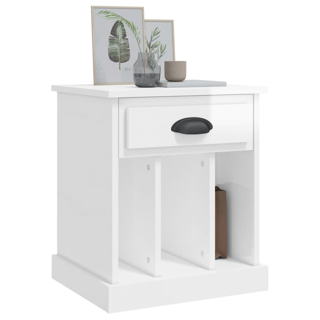 Bedside Cabinet High Gloss White 43x36x50 cm