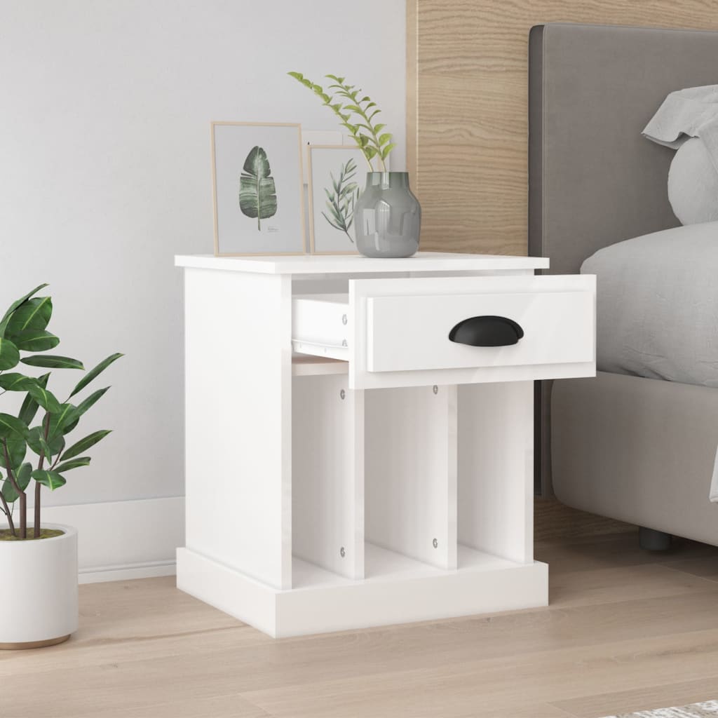 Bedside Cabinets 2 pcs High Gloss White 43x36x50 cm