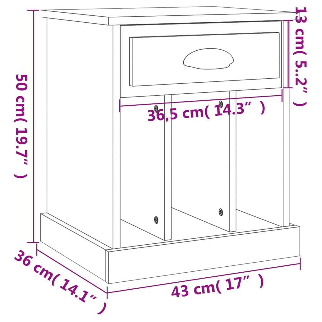 Bedside Cabinets 2 pcs Smoked Oak 43x36x50 cm