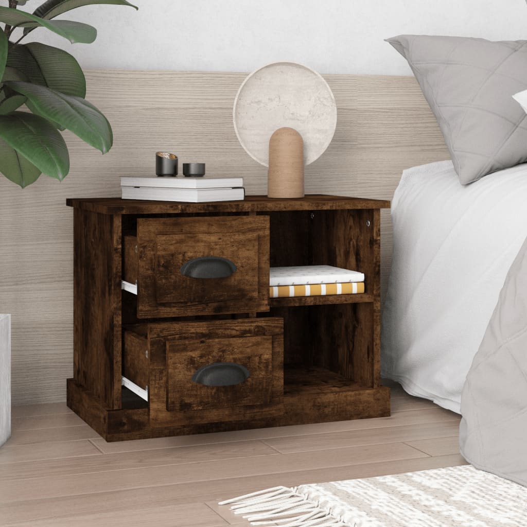 Bedside Cabinet Smoked Oak 60x35.5x45 cm