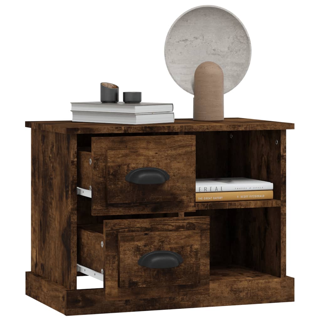 Bedside Cabinet Smoked Oak 60x35.5x45 cm