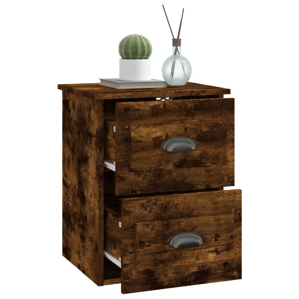 Wall-mounted Bedside Cabinet Smoked Oak 41.5x36x53cm