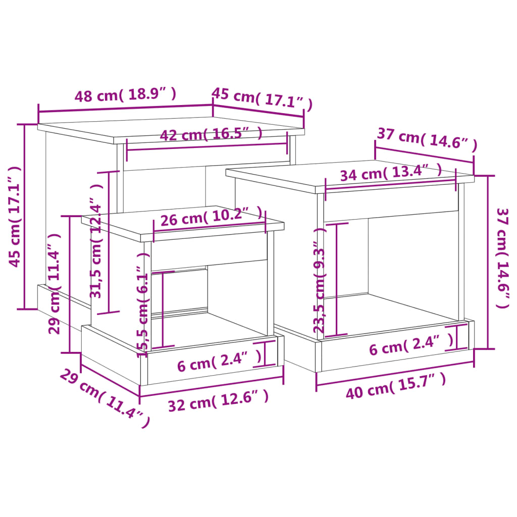 Coffee Tables 3 pcs Black Engineered Wood