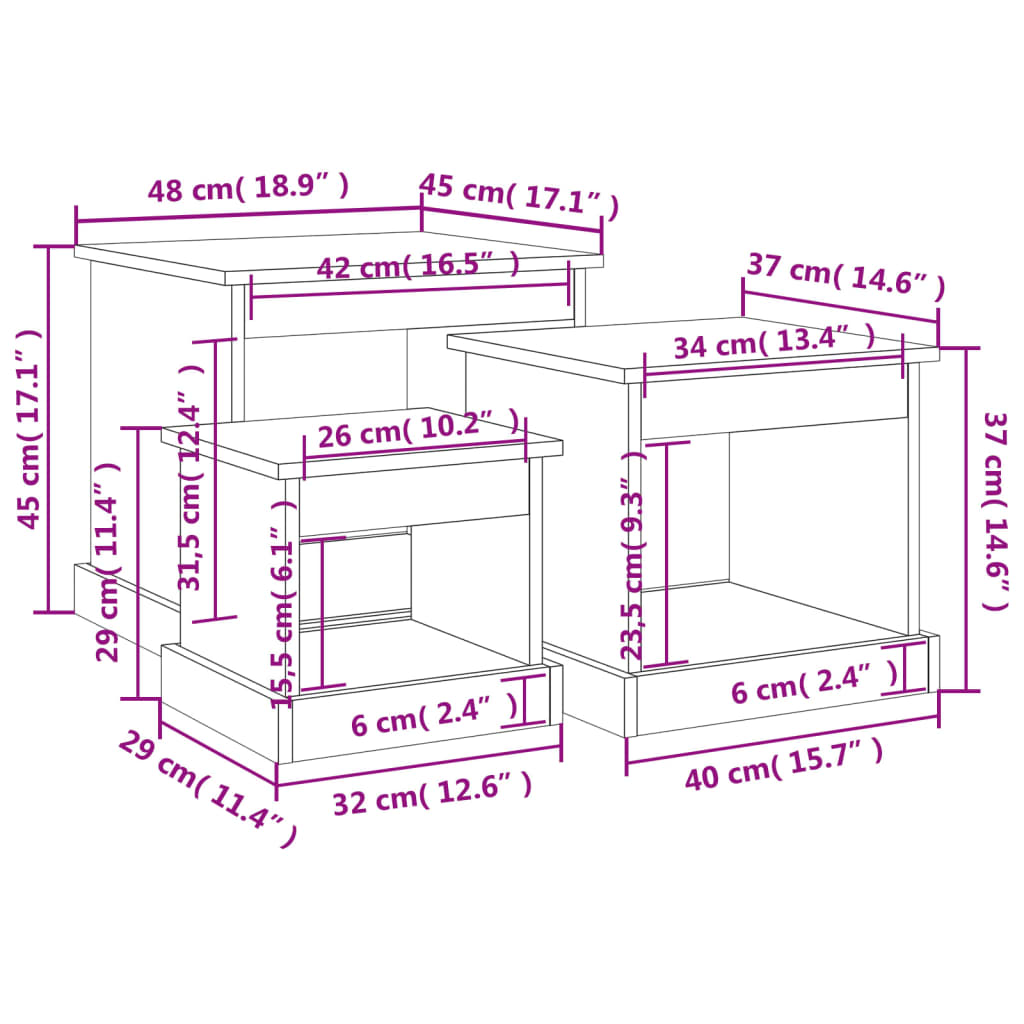 Coffee Tables 3 pcs Sonoma Oak Engineered Wood