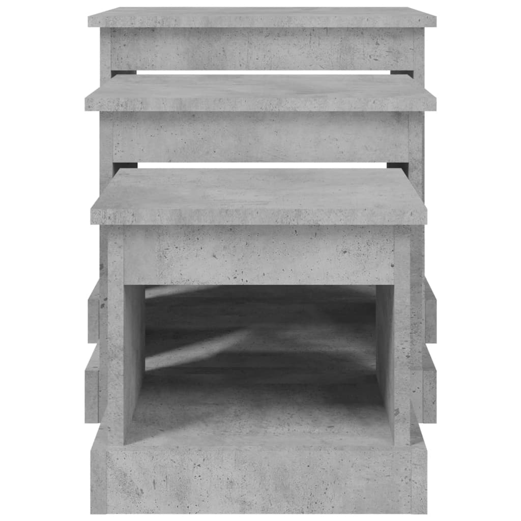 Coffee Tables 3 pcs Concrete Grey Engineered Wood