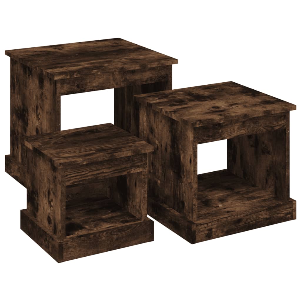 Coffee Tables 3 pcs Smoked Oak Engineered Wood