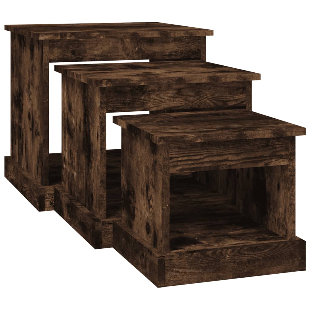 Coffee Tables 3 pcs Smoked Oak Engineered Wood