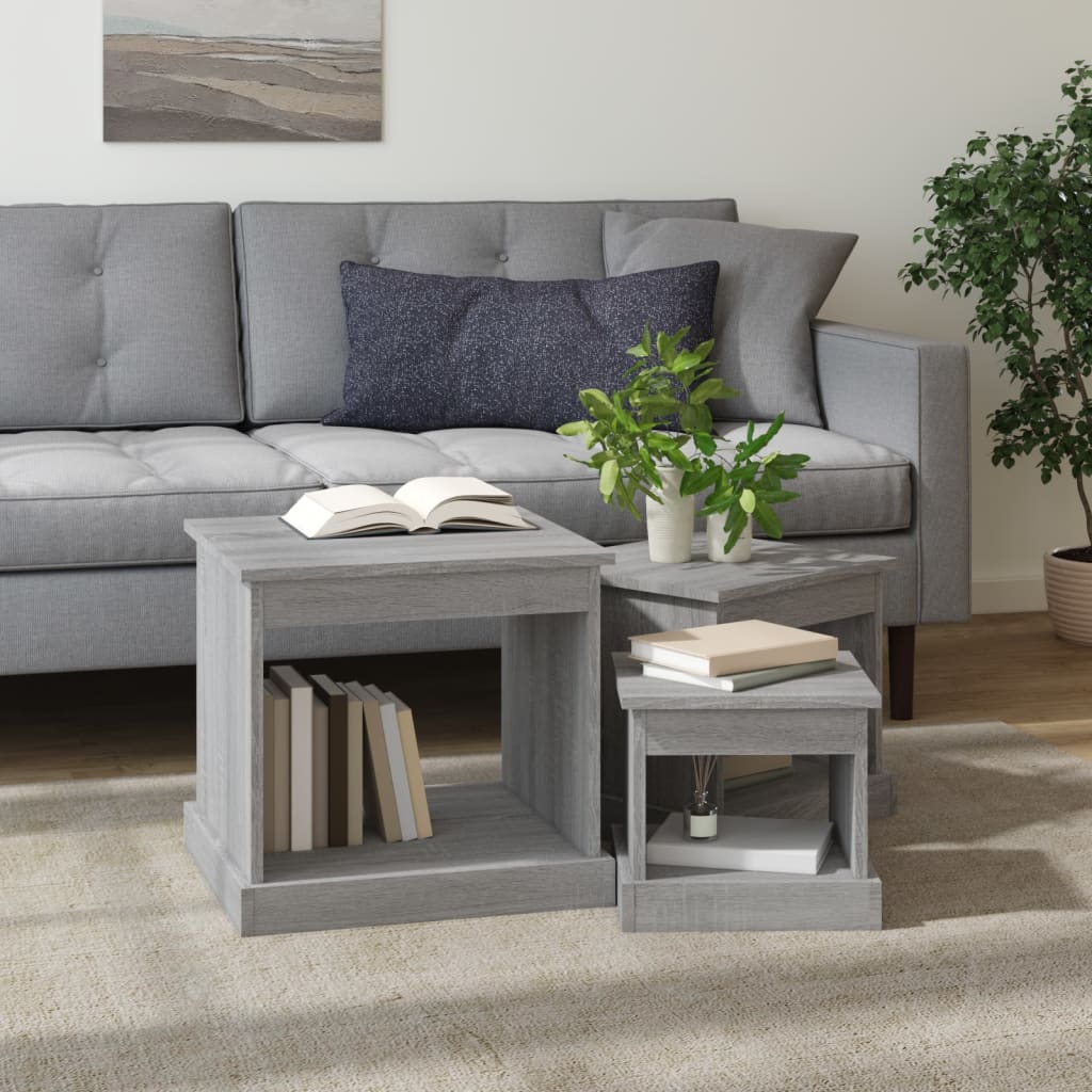 Coffee Tables 3 pcs Grey Sonoma Engineered Wood