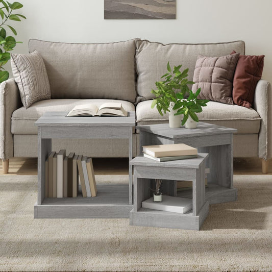 Coffee Tables 3 pcs Grey Sonoma Engineered Wood