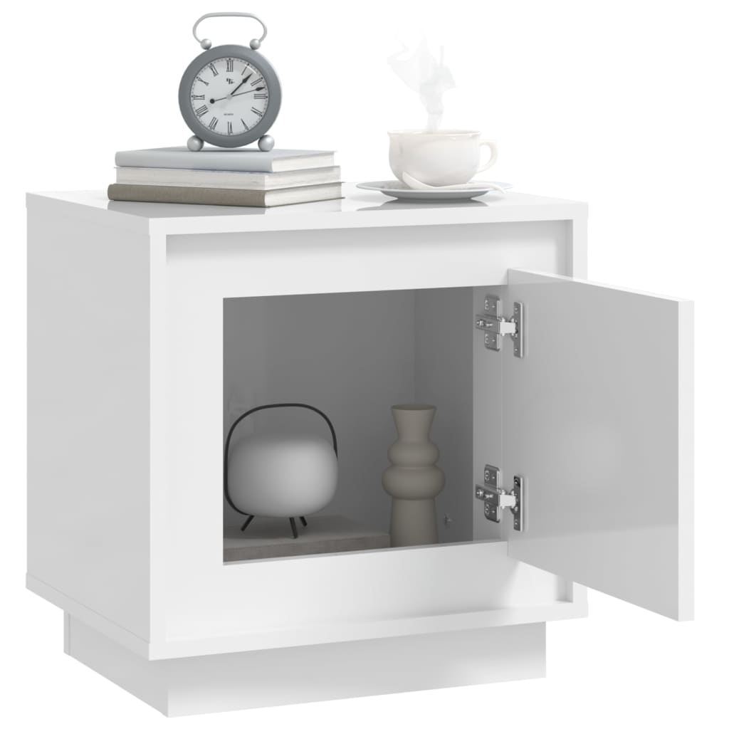 Bedside Cabinet High Gloss White 44x35x45 cm Engineered Wood