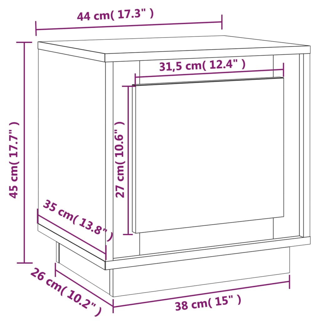 Bedside Cabinet High Gloss White 44x35x45 cm Engineered Wood