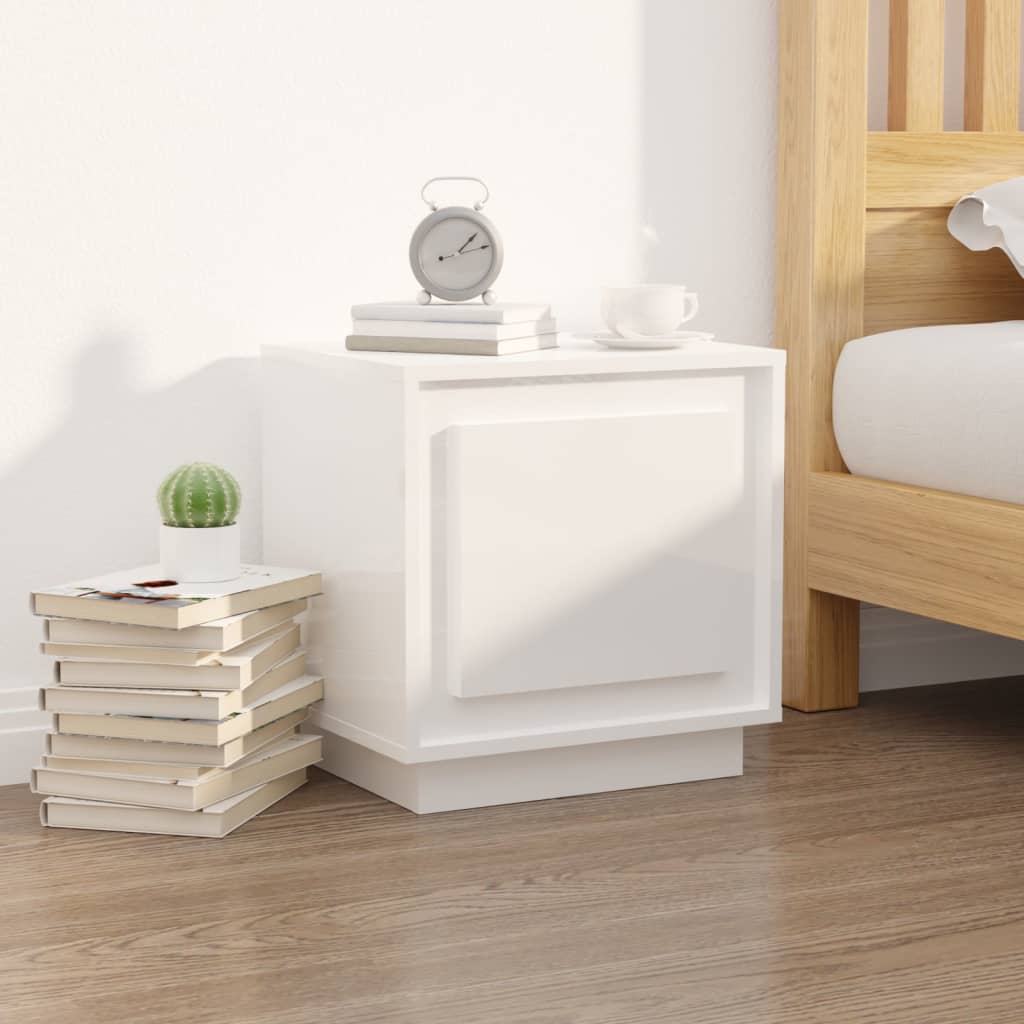 Bedside Cabinets 2pcs HighGlossWhite 44x35x45cm EngineeredWood