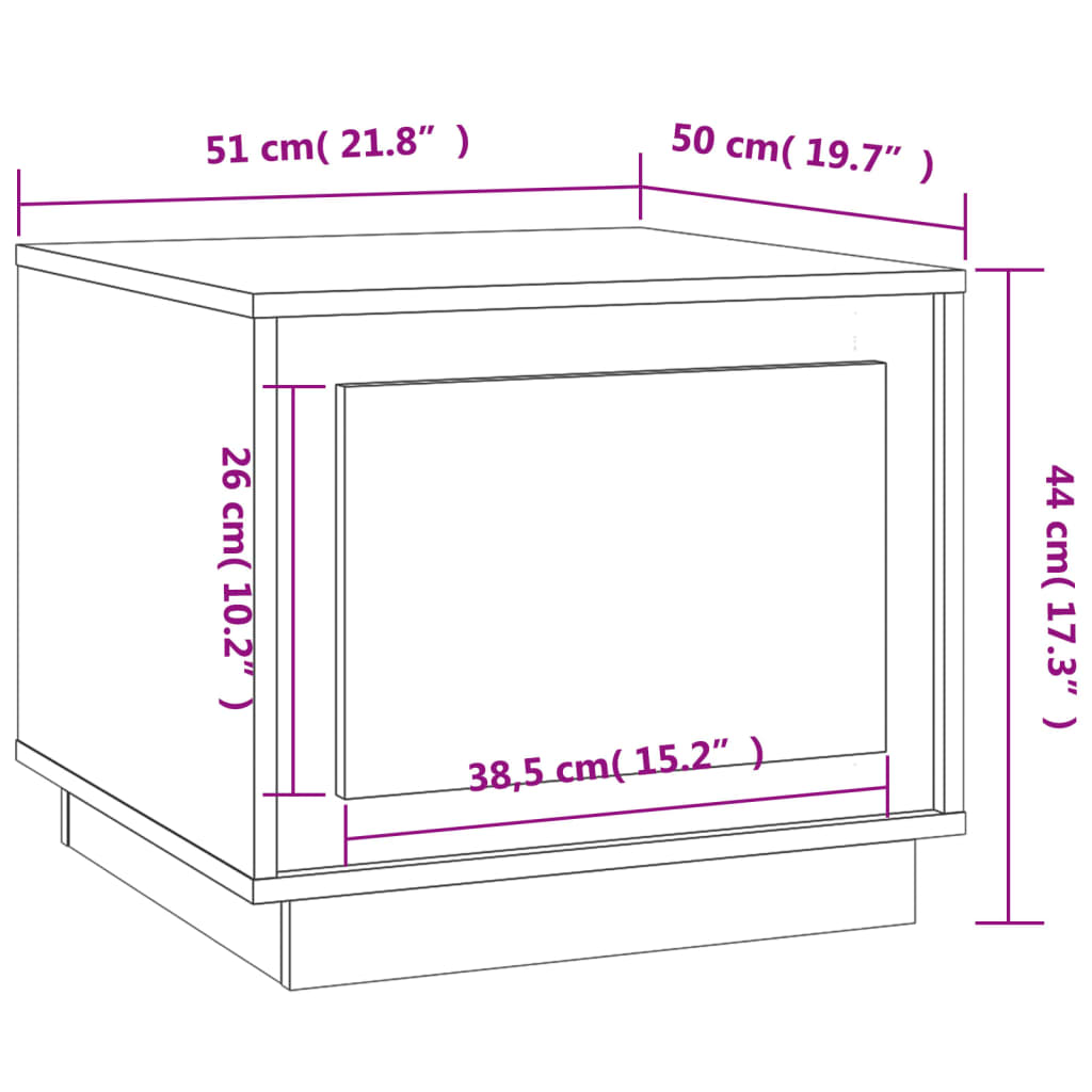 Coffee Table High Gloss White 51x50x44 cm Engineered Wood