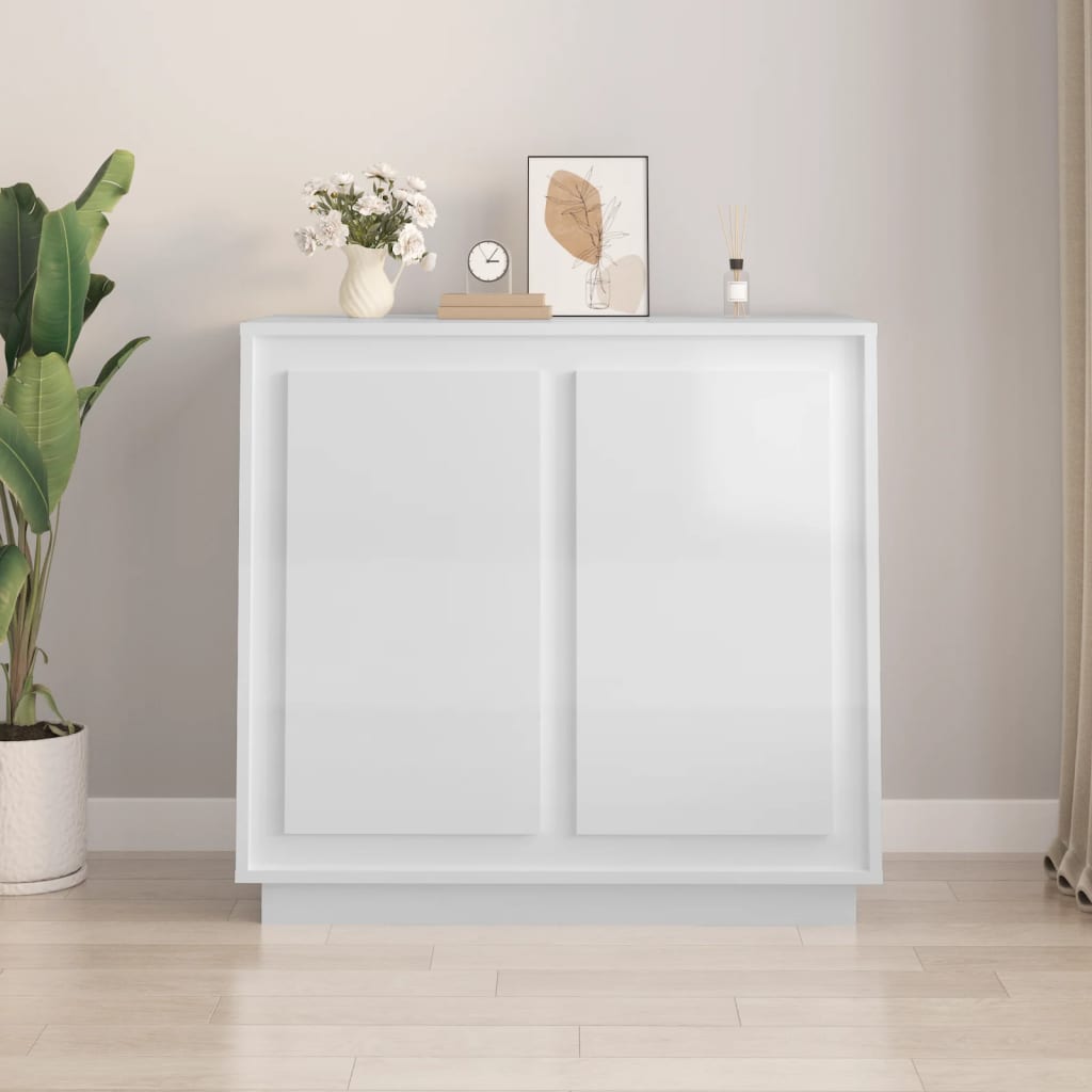 Sideboard High Gloss White 80x34x75 cm Engineered Wood