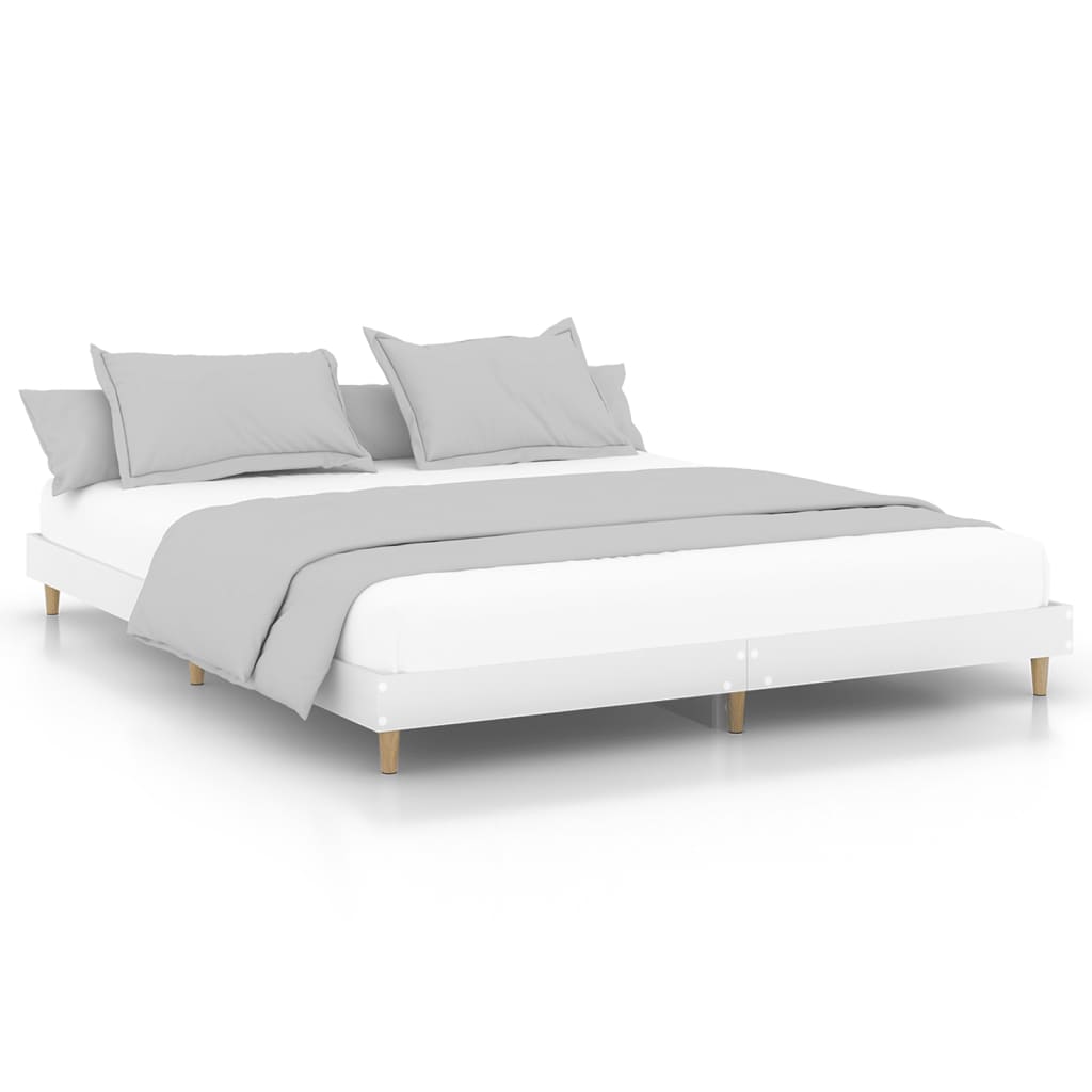 Bed Frame White 183x203 cm King Size Engineered Wood