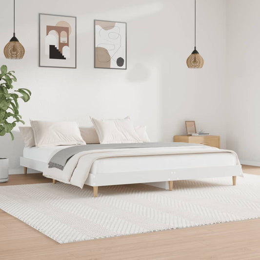 Bed Frame White 183x203 cm King Size Engineered Wood