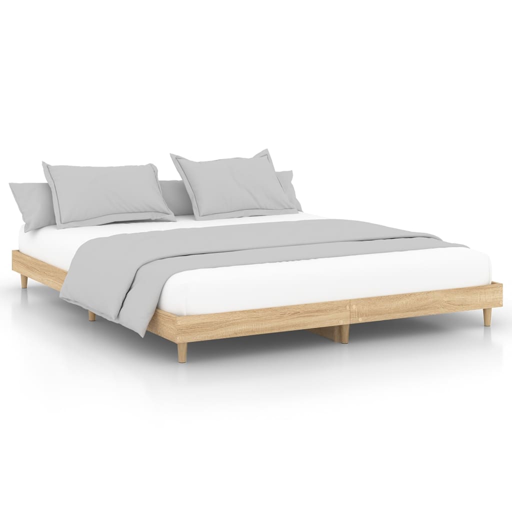 Bed Frame Sonoma Oak 183x203 cm King Size Engineered Wood