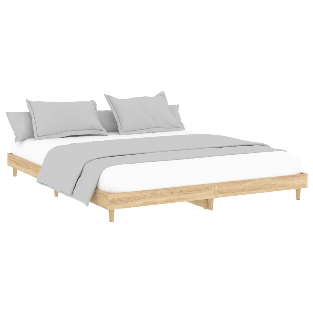 Bed Frame Sonoma Oak 183x203 cm King Size Engineered Wood