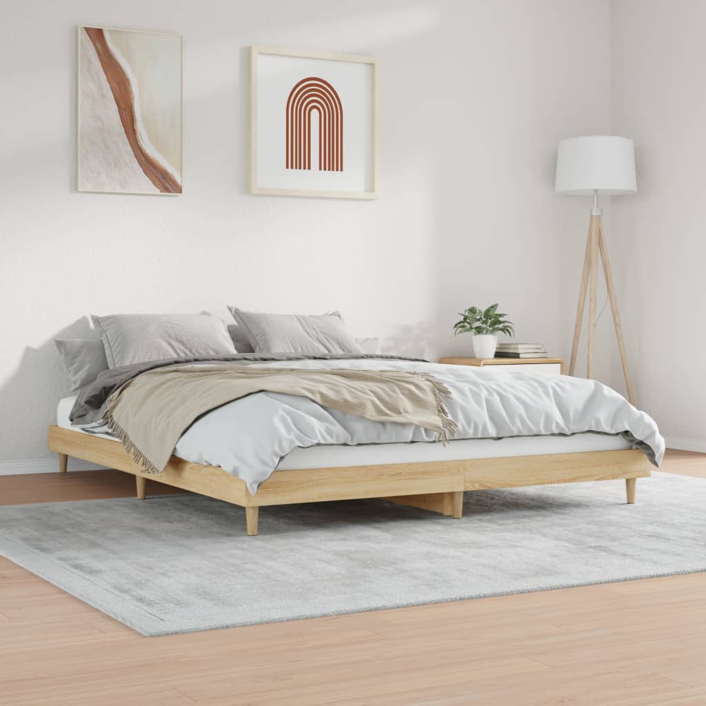 Bed Frame Sonoma Oak 183x203 cm King Size Engineered Wood