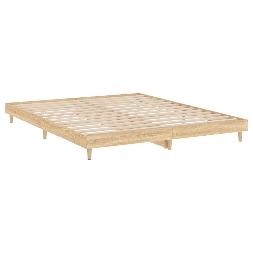 Bed Frame Sonoma Oak 183x203 cm King Size Engineered Wood