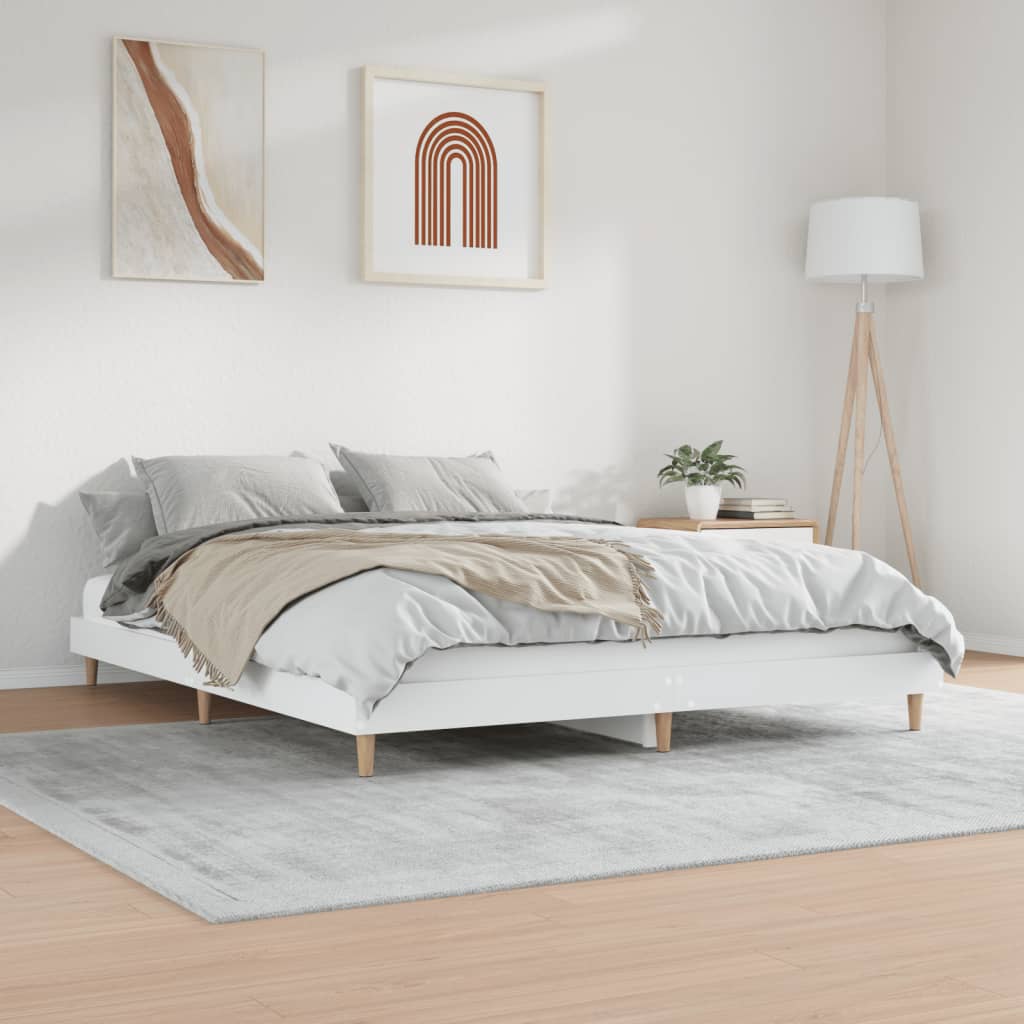 Bed Frame White 153x203 cm Queen Size Engineered Wood