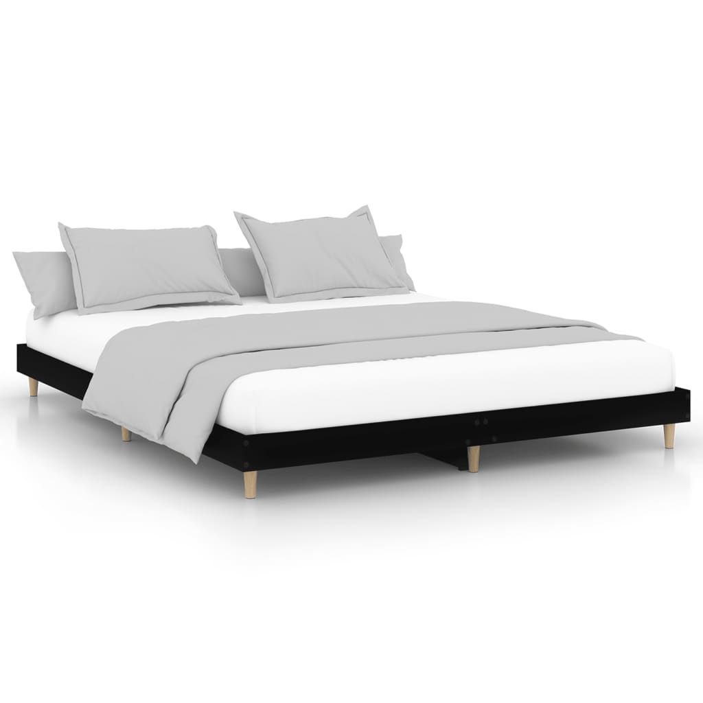 Bed Frame Black 153x203 cm Queen Size Engineered Wood