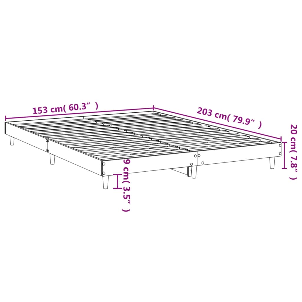 Bed Frame Black 153x203 cm Queen Size Engineered Wood