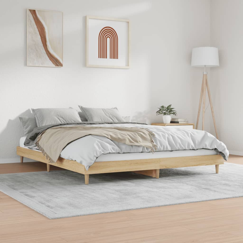 Bed Frame Sonoma Oak 153x203 cm Queen Size Engineered Wood