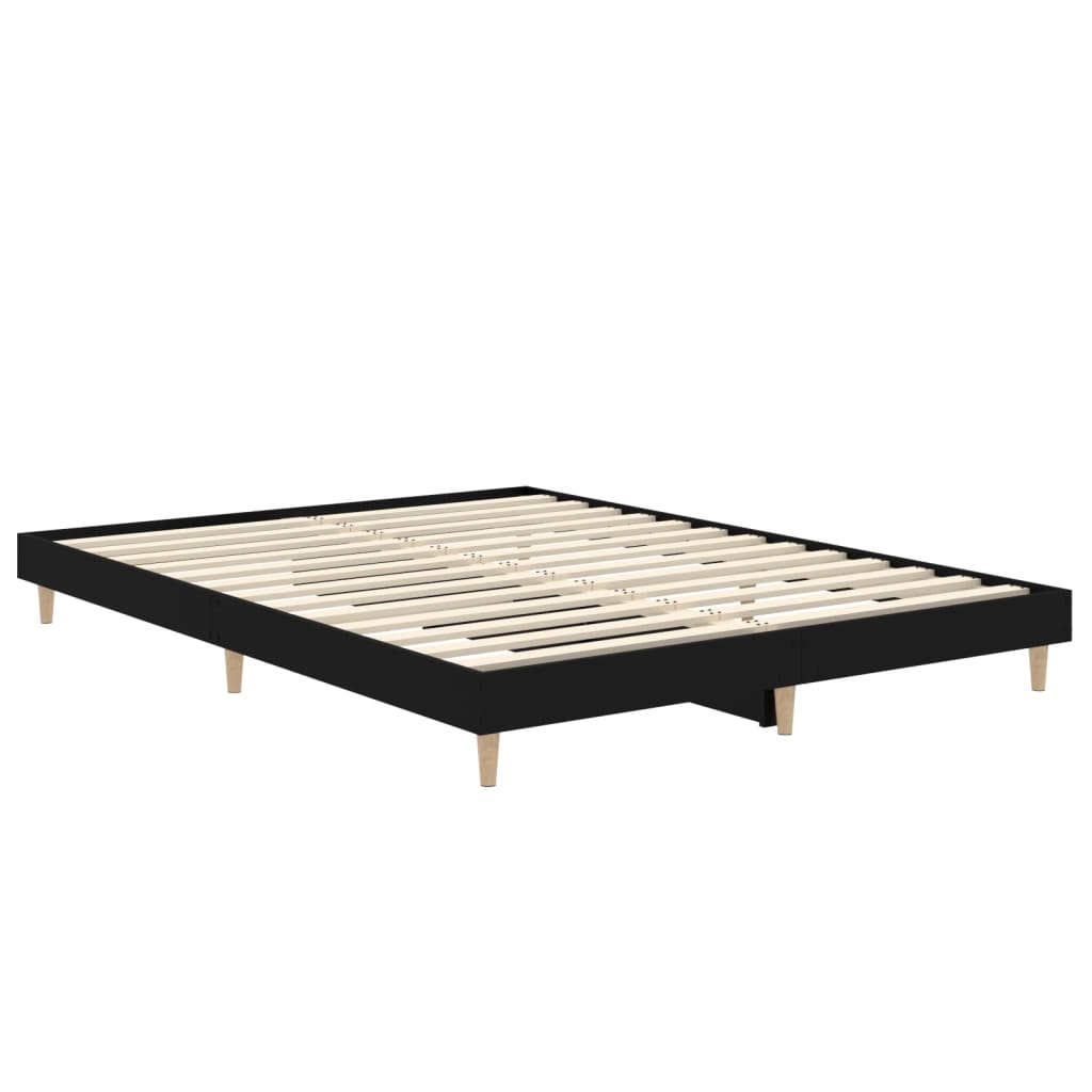 Bed Frame Black 137x187 cm Double Size Engineered Wood