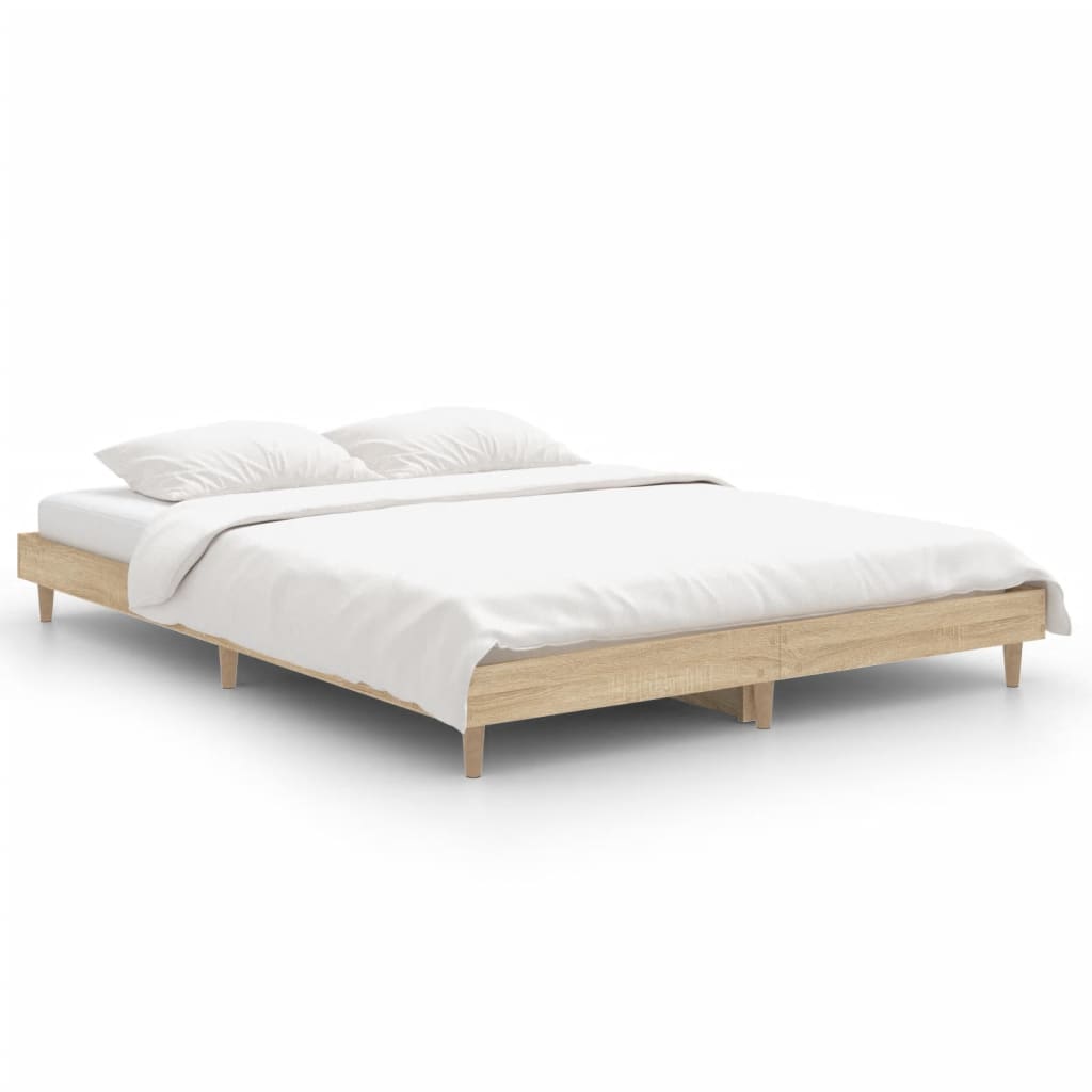 Bed Frame Sonoma Oak 137x187 cm Double Size Engineered Wood