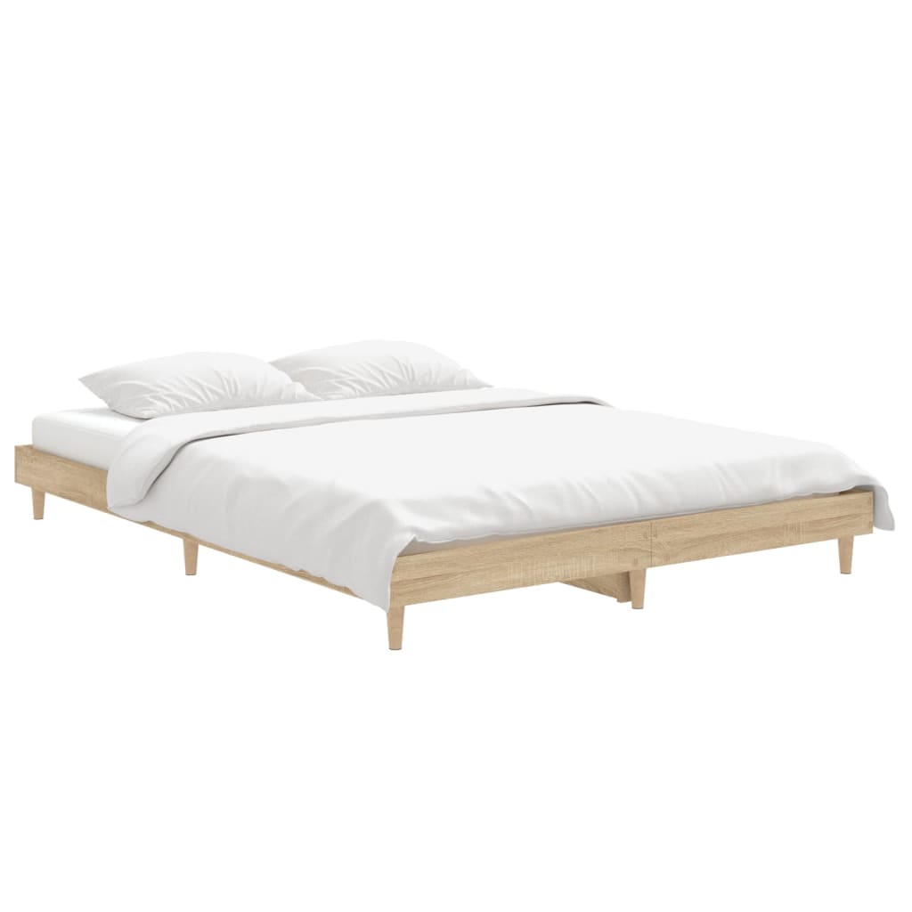 Bed Frame Sonoma Oak 137x187 cm Double Size Engineered Wood