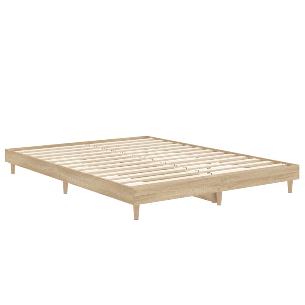 Bed Frame Sonoma Oak 137x187 cm Double Size Engineered Wood