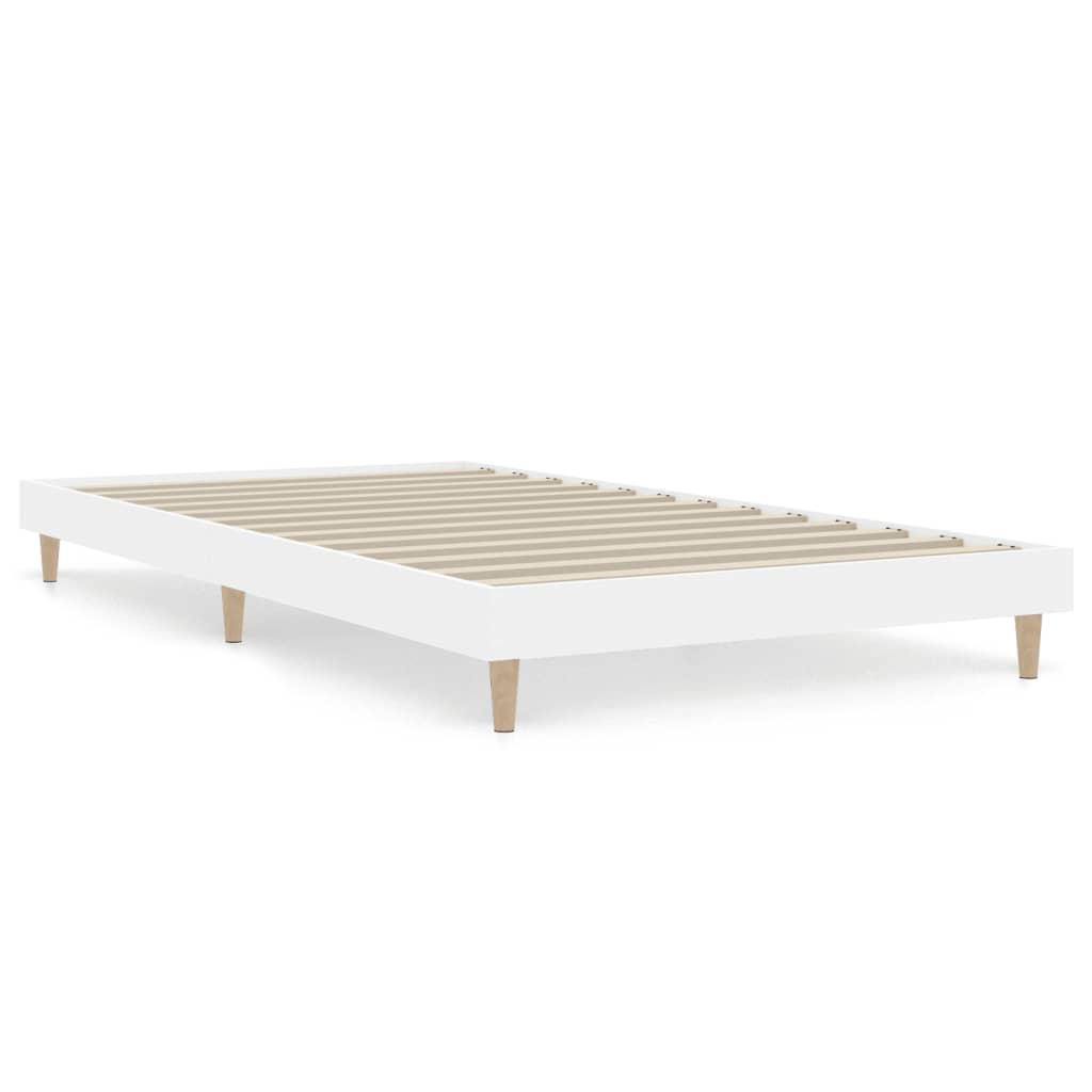 Bed Frame White 92x187 cm Single Size Engineered Wood