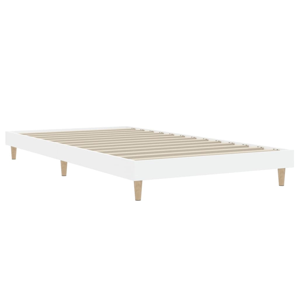 Bed Frame White 92x187 cm Single Size Engineered Wood