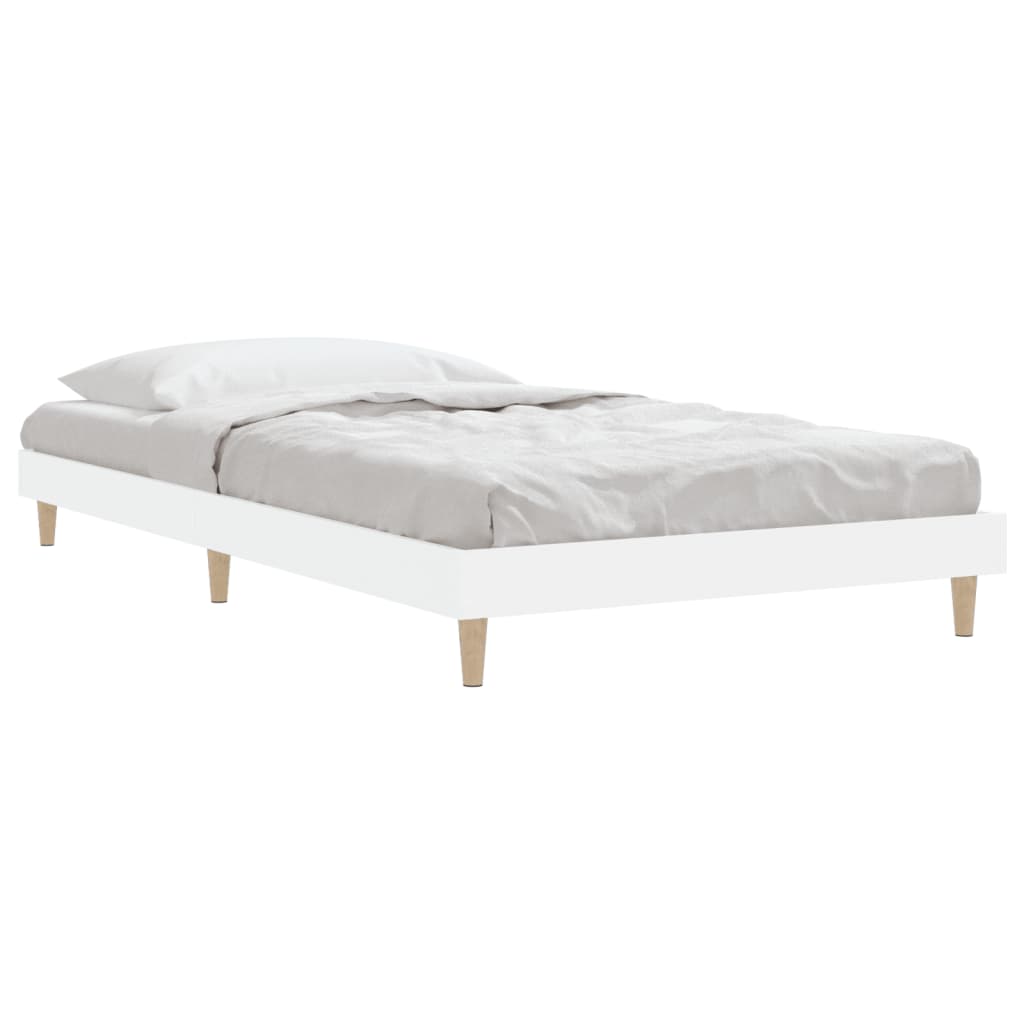 Bed Frame White 92x187 cm Single Size Engineered Wood