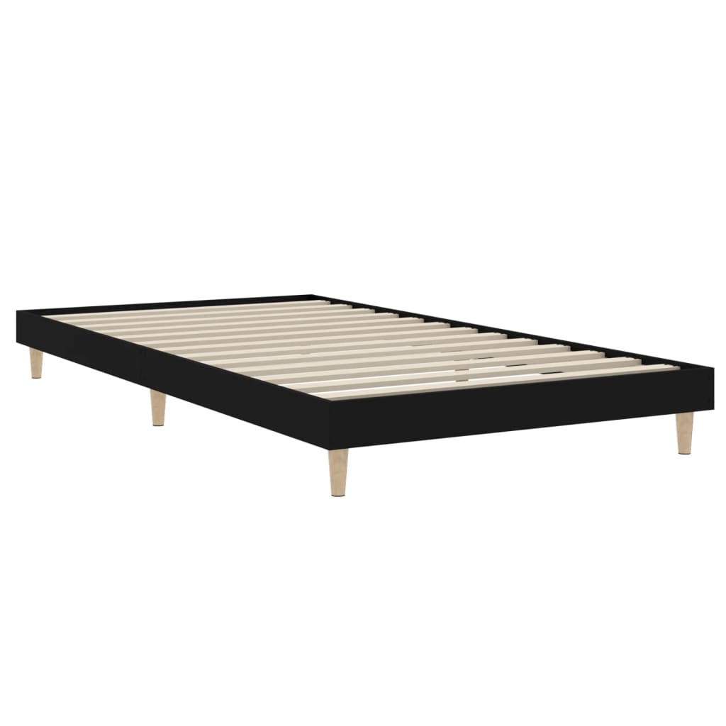 Bed Frame Black 92x187 cm Single Size Engineered Wood