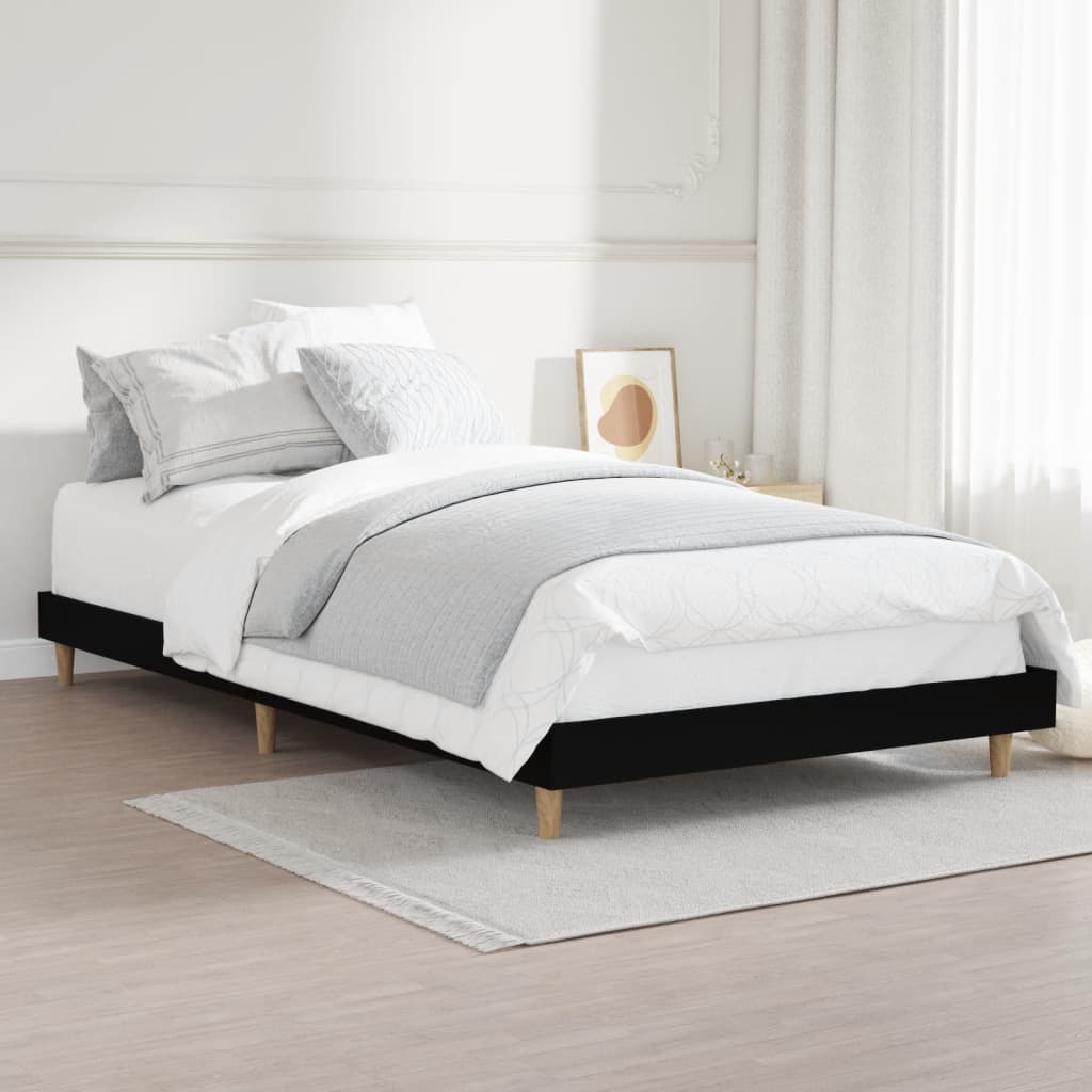 Bed Frame Black 92x187 cm Single Size Engineered Wood